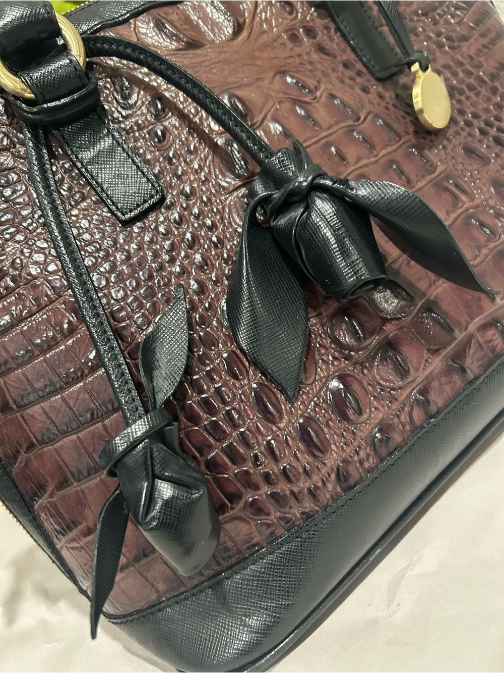 Brahmin Black Leather Roses - Picture 3 of 4